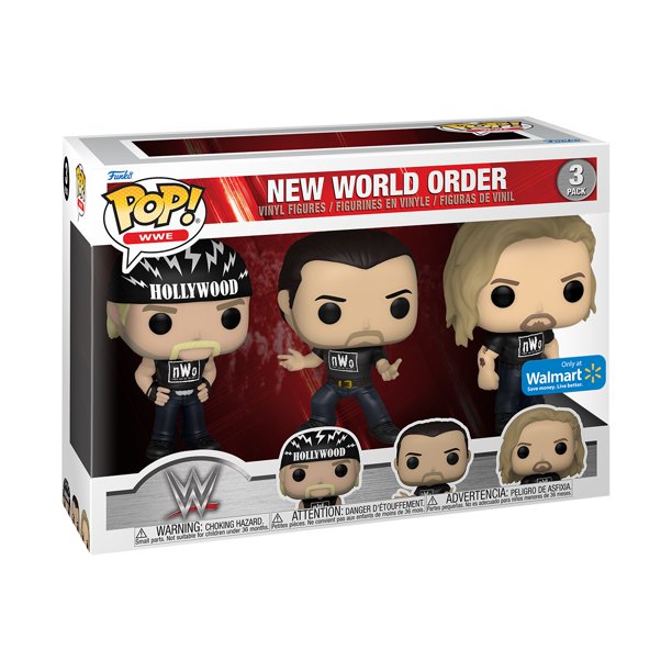 WWE: 3PK - New World Order (NWO) Vinyl Figure (Walmart Exclusive) Funko Pop! (Small Damage to Window)