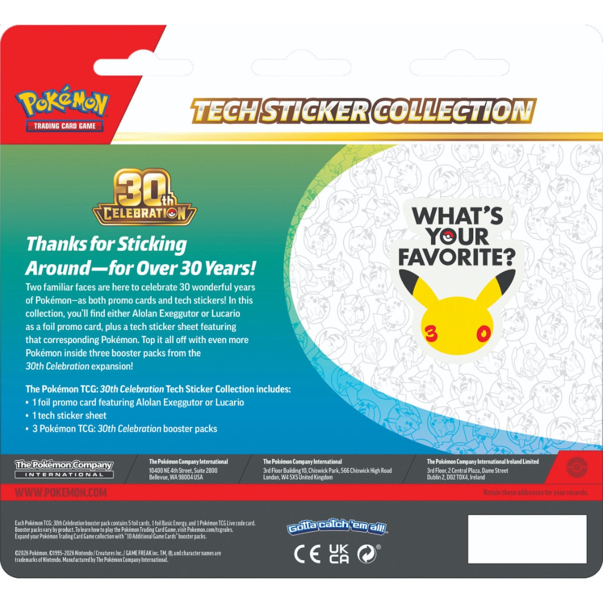 Pokémon TCG: 30th Celebration - Tech Sticker Collection