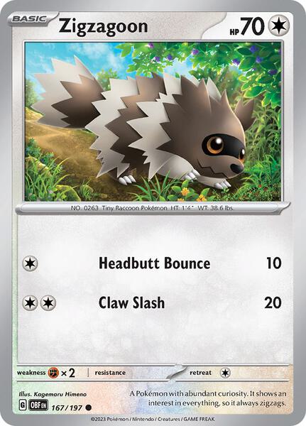 Zigzagoon-#167/197-Reverse Holofoil