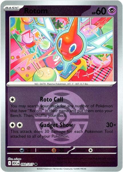Rotom (Dusk Ball)-#092/217-Reverse Holofoil
