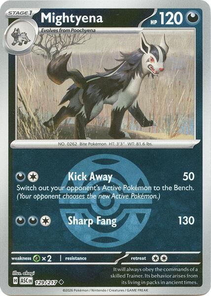 Mightyena - 129/217 (Dusk Ball)-#129/217-Reverse Holofoil