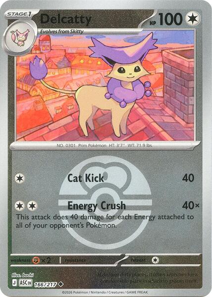 Delcatty (Love Ball)-#166/217-Reverse Holofoil