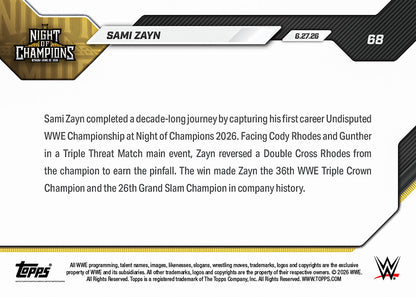 Sami Zayn WWE Topps NOW Card 68 | Limited 2026